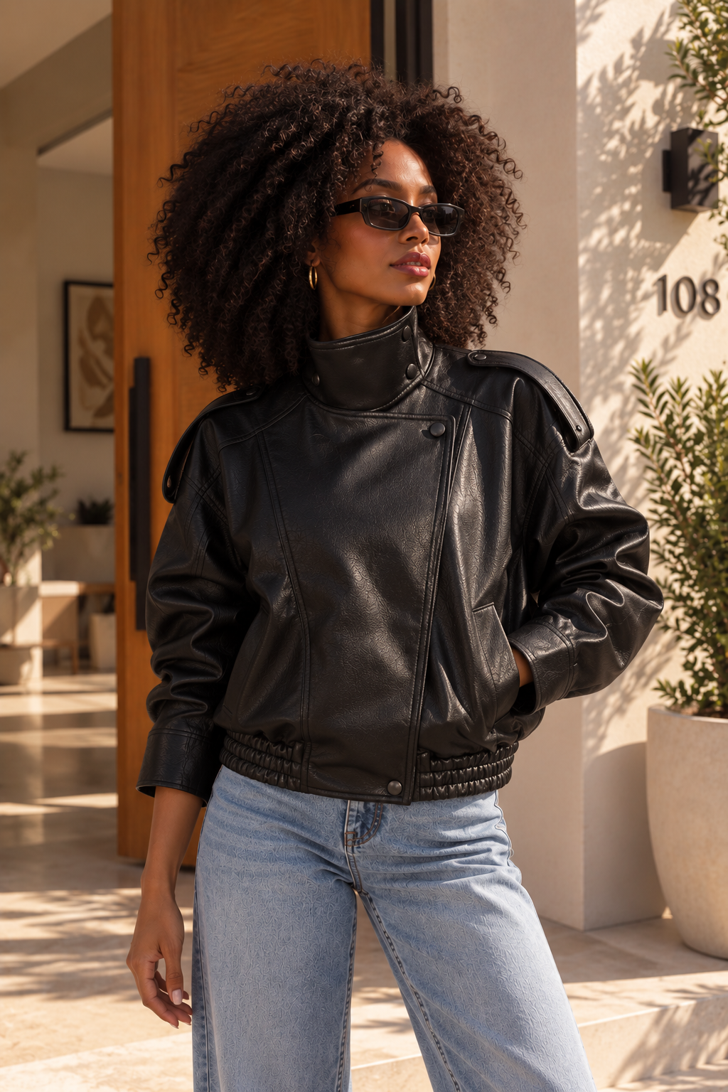 Noir Élan Leather Jacket Tulipe Boutique