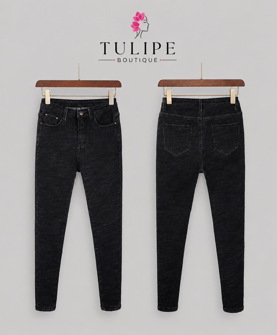 Fleece-Lined High-Waist Jeans